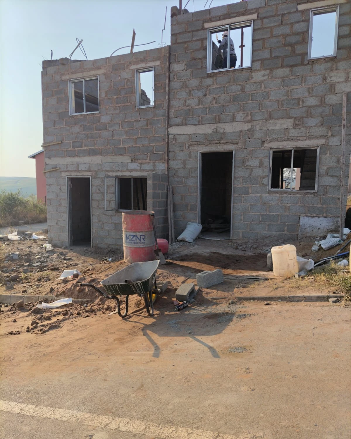 Double-storey blockwork and aluminium windows